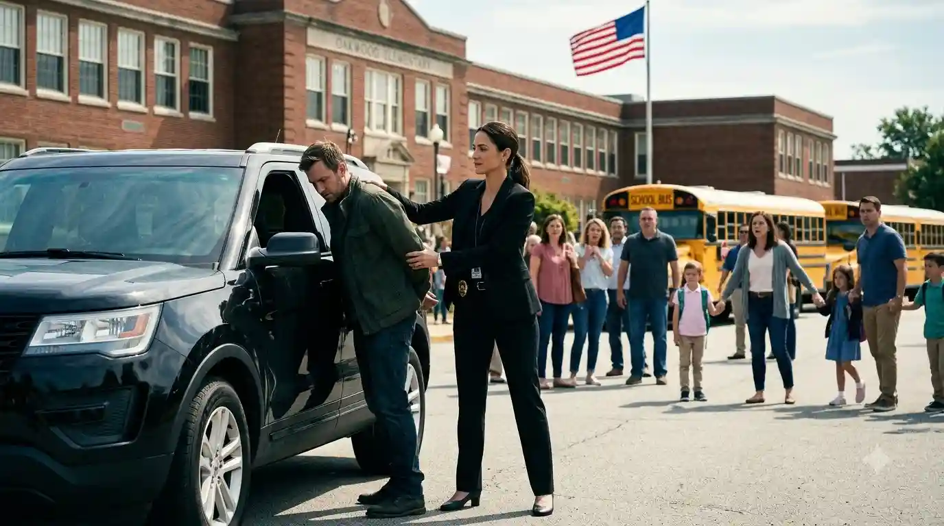 Violent Altercation Breaks Out Outside Modern American Elementary School Before Shocking Undercover Badge Reveal
